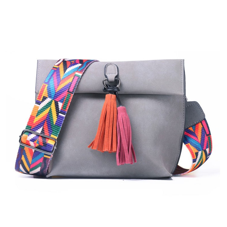 Gray Tassel Crossbody Bag