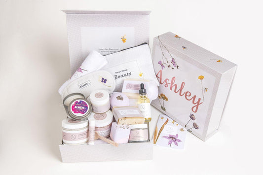 A Special Day Gift Box, Happy Birthday Gift Baskets, Lavender Natural Bath & Body - CLASSY NERDY CHIC
