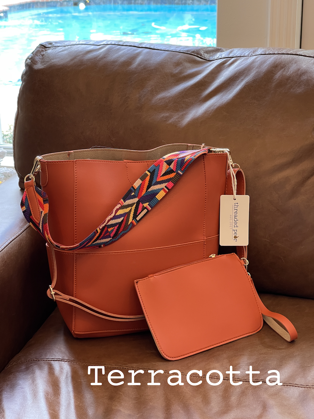 Terracotta Handbag & Matching Wristlet
