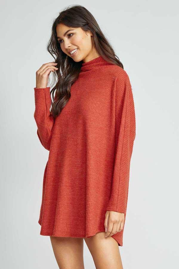 RUST ORANGE KNIT TOP - CLASSY NERDY CHIC