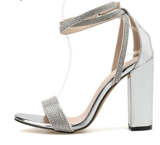Silver Rhinestone Heels