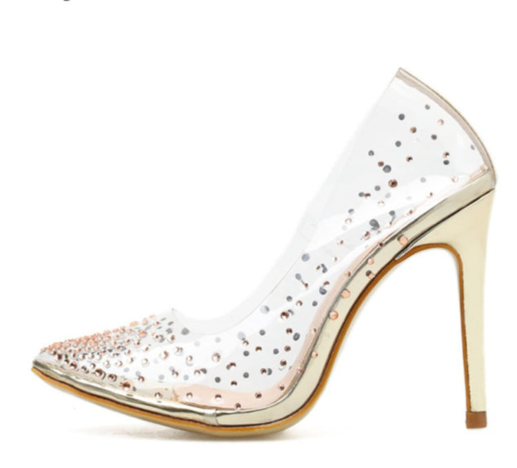 Transparent Rhinestone High Heels