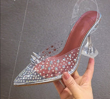 Transparent Crystal Rivet Pumps