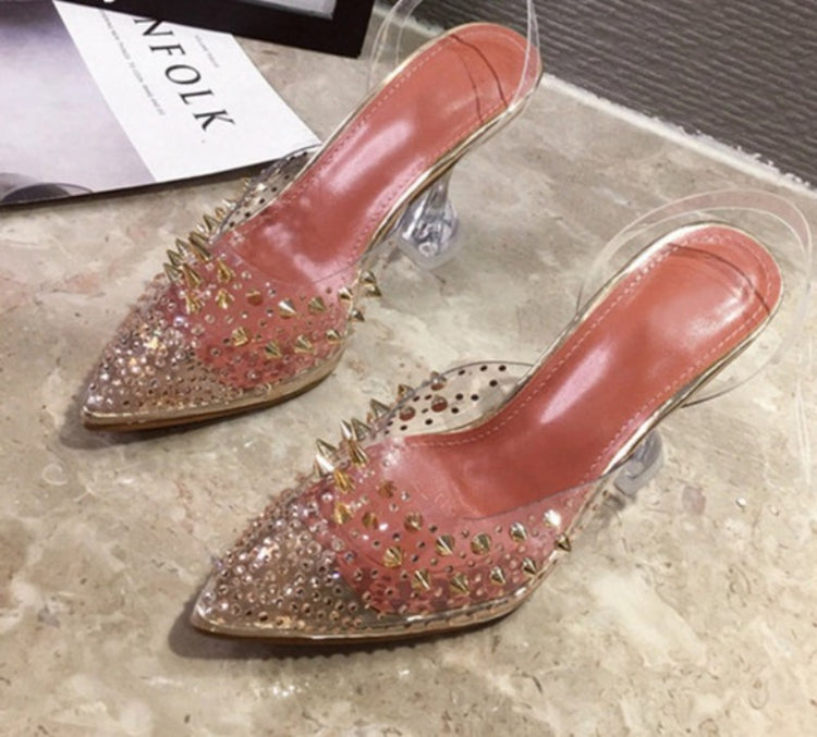 Transparent Crystal Rivet Pumps