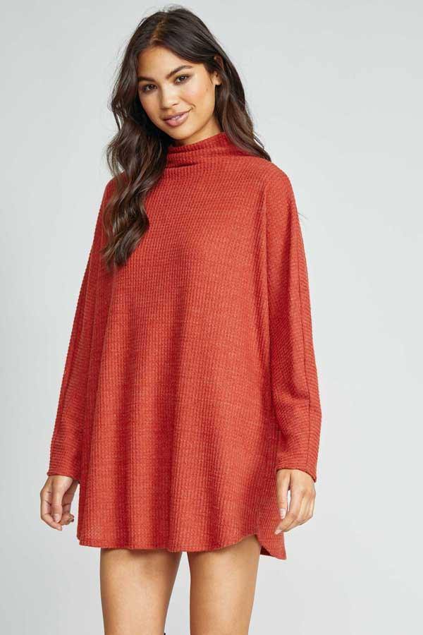 RUST ORANGE KNIT TOP - CLASSY NERDY CHIC